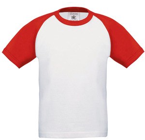 B&C CGTK350 - Maglietta da baseball per bambini Bianco / Rosso