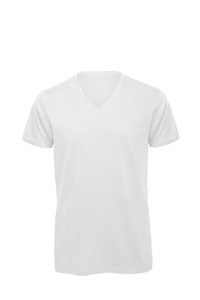 B&C CGTM044 - T-shirt da uomo con scollo a V Organic Inspire White
