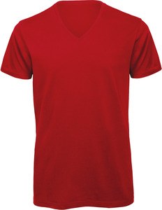 B&C CGTM044 - T-shirt da uomo con scollo a V Organic Inspire Rosso