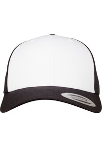 Flexfit FL6606CF - Cappellino trucker rétro frontale colorato Nero / Bianco