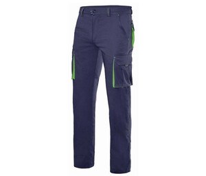 VELILLA V3024S - Pantaloni elasticizzati multitasche bicolore Navy/Lime