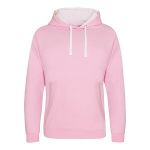 AWDIS JH003 - Felpa con cappuccio a contrasto Baby Pink / Arctic White