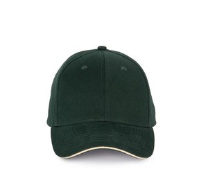 K-up KP185 - Cappellino con visiera sandwich a contrasto - 6 pannelli Forest Green / Beige