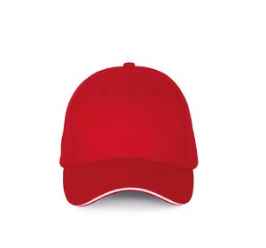 K-up KP185 - Cappellino con visiera sandwich a contrasto - 6 pannelli Rosso / Bianco