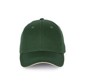 K-up KP191 - Cappellino con visiera sandwich a contrasto - 6 pannelli Forest Green / Beige