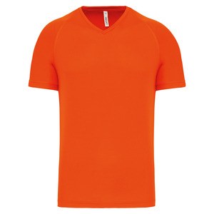 PROACT PA476 - T-shirt uomo sportiva manica corta scollo a V Fluorescent Orange