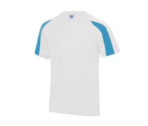Just Cool JC003 - T-shirt sportiva a contrasto Arctic White / Sapphire Blue