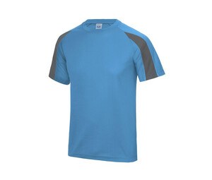Just Cool JC003 - T-shirt sportiva a contrasto Sapphire Blue/ Charcoal