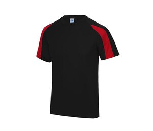 Just Cool JC003 - T-shirt sportiva a contrasto Jet Black / Fire Red