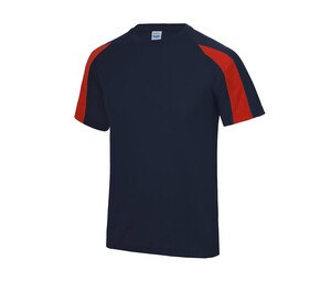 Just Cool JC003 - T-shirt sportiva a contrasto French Navy / Fire Red