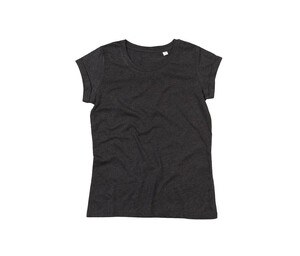 Mantis MT081 - T-shirt da donna con maniche arrotolate Charcoal Grey Melange