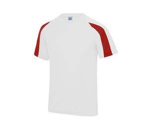 Just Cool JC003 - T-shirt sportiva a contrasto Arctic White / Fire Red