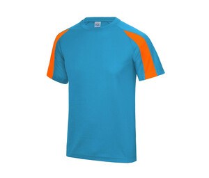 Just Cool JC003 - T-shirt sportiva a contrasto Sapphire Blue/ Electric Orange