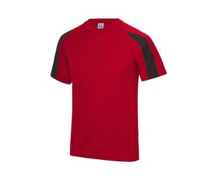Just Cool JC003 - T-shirt sportiva a contrasto Fire Red / Jet Black