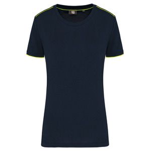 WK. Designed To Work WK3021 - T-shirt donna DayToDay maniche corte Navy/Fluorescent Yellow
