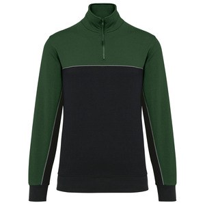 WK. Designed To Work WK404 - Felpa unisex ecosostenibile con collo con zip Black/Forest Green