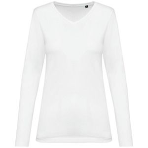 Kariban Premium PK307 - T-shirt Supima® maniche lunghe e scollo a V White
