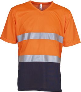 Yoko YHVJ910 - T-shirt alta visibilità Top Cool Hi Vis Orange/Navy