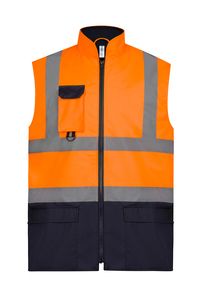 Yoko YHV005 - Bodywarmer imbottito alta visibilità Hi Vis Orange/Navy