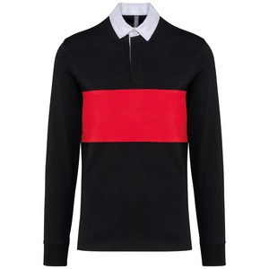 PROACT PA429 - Polo rugby maniche lunghe Black / Sporty Red