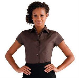 Russell Collection J947F - Camicia sagomata elasticizzata a manica corta da Donna easycare