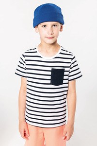 Kariban K379 - T-shirt bambino manica corta a righe stile marinaio con tasca