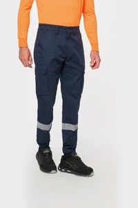 WK. Designed To Work WK712 - Pantaloni cargo unisex con fondo gamba elasticizzato e fascia riflettente